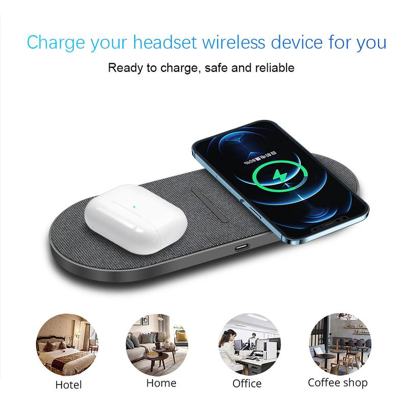 30W Wireless Charging Pad, Dual 15W Fast Wireless Charging Mat for iPhone 16 15 14 13 12 11 Pro Pro Max Mini SE X XS,Apple Airpods 3 2 Pro,for Samsung Galaxy S24 23 22 Note Bud+