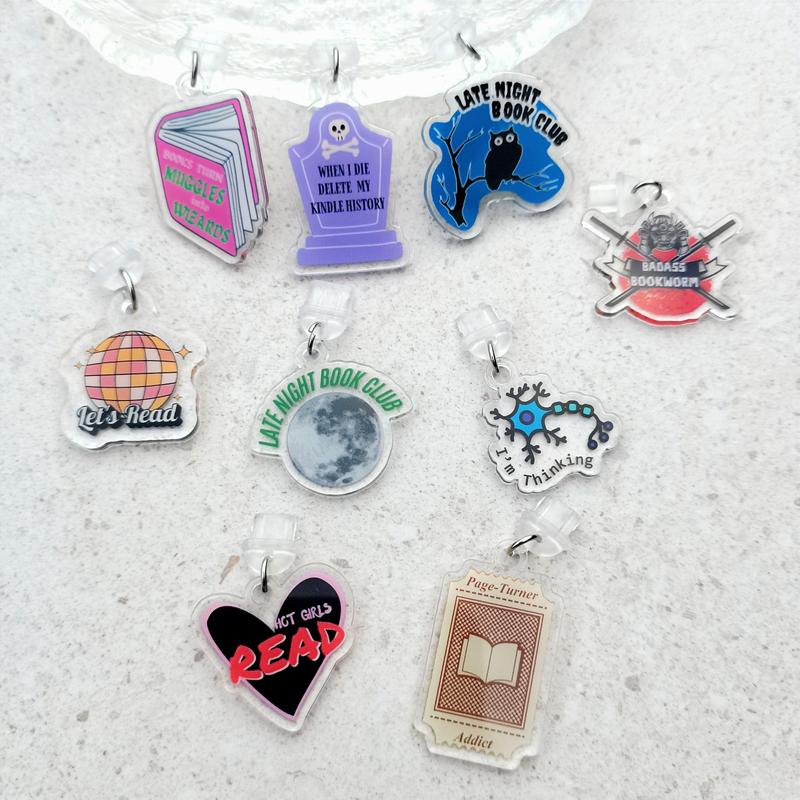 Acrylic Kindle ebook Phone Charm Dust Plug Bookish Books Bookworm Reading