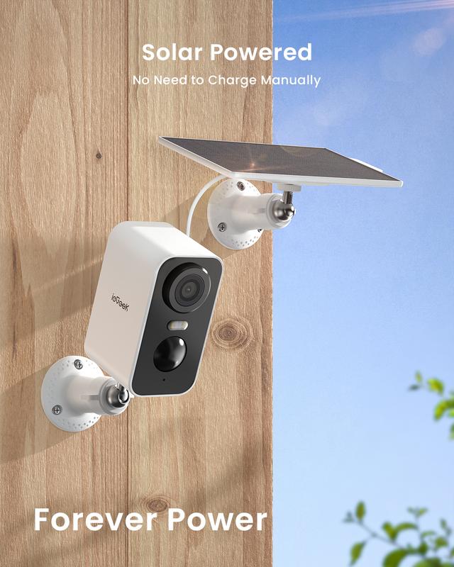 ieGeek Solar Security Cameras Wireless Outdoor with Solar Panel, 2K WiFi Wireless Camera for Home Security with Color Night Vision, Motion Detection, 2-Way Talk for Home Surveillance, Works with Alexa Connection WiFi PanTilt night camera