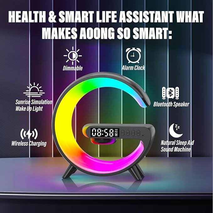 NEW Night Light Lamp Multifunctional Wireless Audio Speaker, Multifunctional Wireless Speaker with Alarm Clock, Rechargeable Speaker, Wireless Charger Station for Smartphone