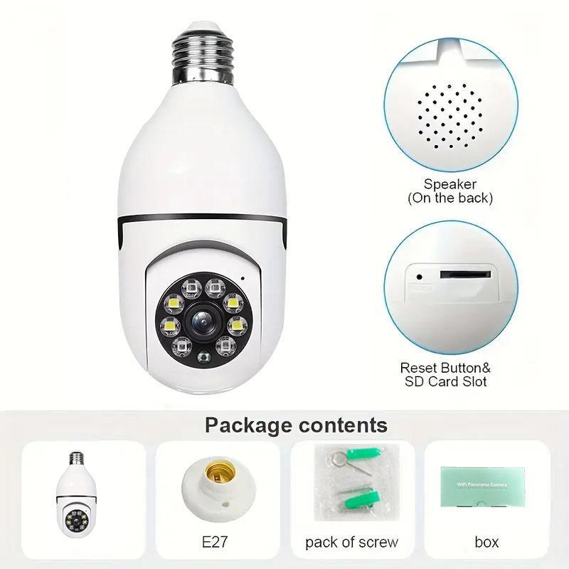 E27 Smart 1080P PTZ 2.4G WiFi Camera, High Definition Night Vision Camera, Remote Voice Control & Mobile Alarm Indoor Security Monitoring