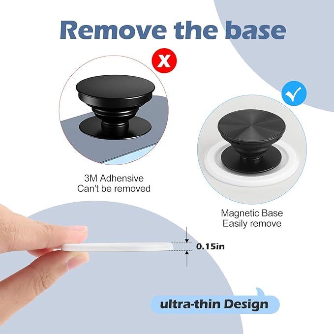 GaNinno Magnetic Base-Compatible with PopSocket Phone Grips and iPhone MagSafe Cases,Kindle  Accessories Transparent Wireless Cellphone Stand