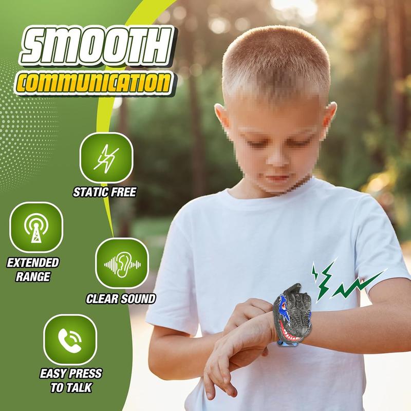 Dinosaur Walkie Talkies for Kids Ages 3-8, Christmas Birthday Gifts-Lightweight Dinosaur Wrist Walkie Talkie Toys for 3 4 5 6 7 8 Year Old Boys Girls Outdoor Camping Games