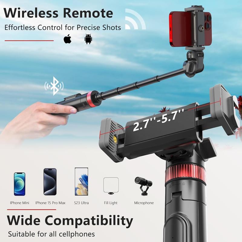 72'' Phone Tripod, Tripod for  & Selfie Stick Tripod with Phone Mount and Remote - Upgraded, , and Portable Tripod for  15 14 13, Android, Cameras and Action Cameras