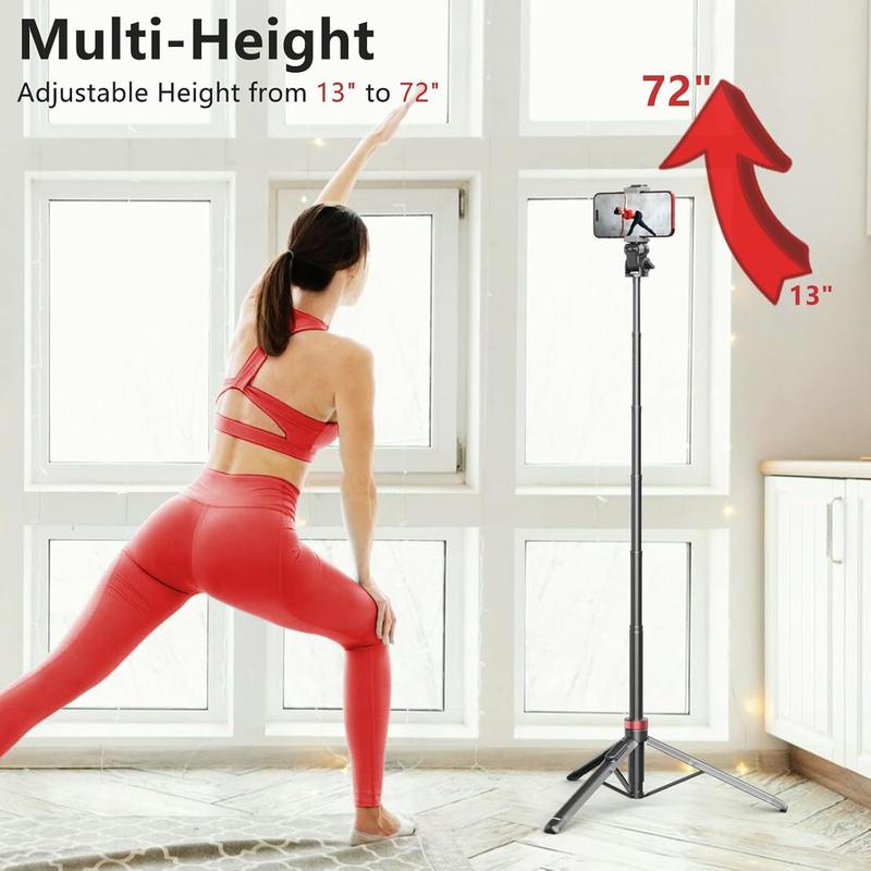 72'' Phone Tripod, Tripod for  & Selfie Stick Tripod with Phone Mount and Remote - Upgraded, , and Portable Tripod for  15 14 13, Android, Cameras and Action Cameras