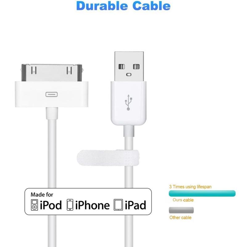 30 Pin Sync and Charge Dock Cable for i Phone 4 4S   iPad 1 2 3   iPod Nano iPod Touch - White