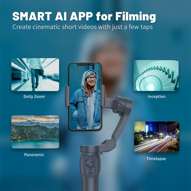 COMITOK L7C Smart 3-Axis Handheld Gimbal with Wireless, Gesture Control & Built-in Fill Light - Perfect for Smooth Videos, Live Streaming & Vlogging