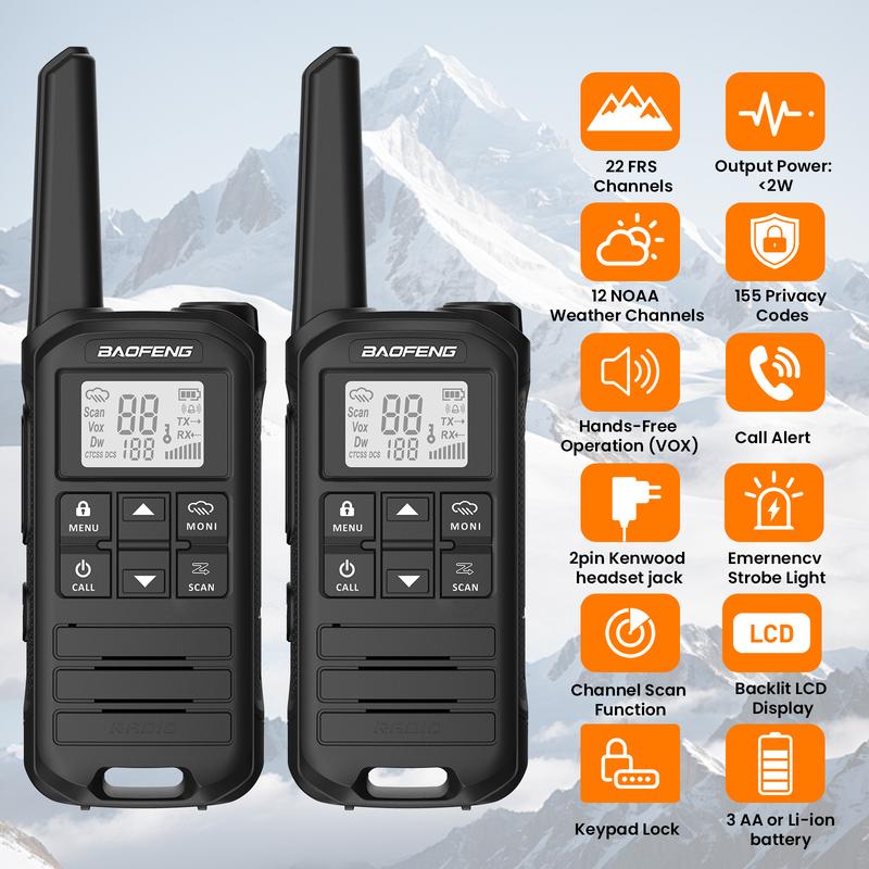 BAOFENG FR-22A Protable Ham Radio, Long Rang Walkie Talkie, Rechargeable Two Way Radio Suppor USB-C,Outdoor Camping Emergency Preparedness Audio Gear