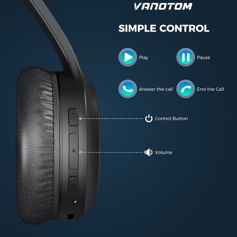 VANOTOM Wireless Headphone,  Foldable Bluetooth Headphones Over Ear, Wireless Headset for Gaming, Phones, Computers, Electronics Audio Headphone Halloween Christmas Gift Earbud