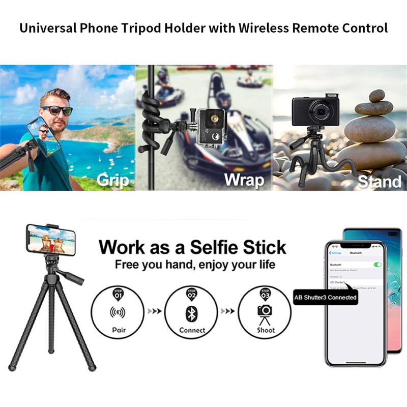 [Free shipping] Flexible Portable Digital Camera Stand Octopus Mini Tripod Desktop Phone Selfie Stick Mounting Tripod Holder with Hidden Phone Holder for iPhone, Selfie Accessories with Wireless Remote Cellphone Smartphone