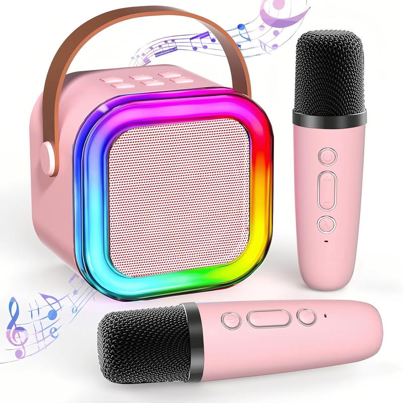 Mini Karaoke Machine for Kids Adults, Portable Bluetooth Karaoke Speaker with 2 Wireless Microphones for Kids Teens Adults Audio Microphone Sound