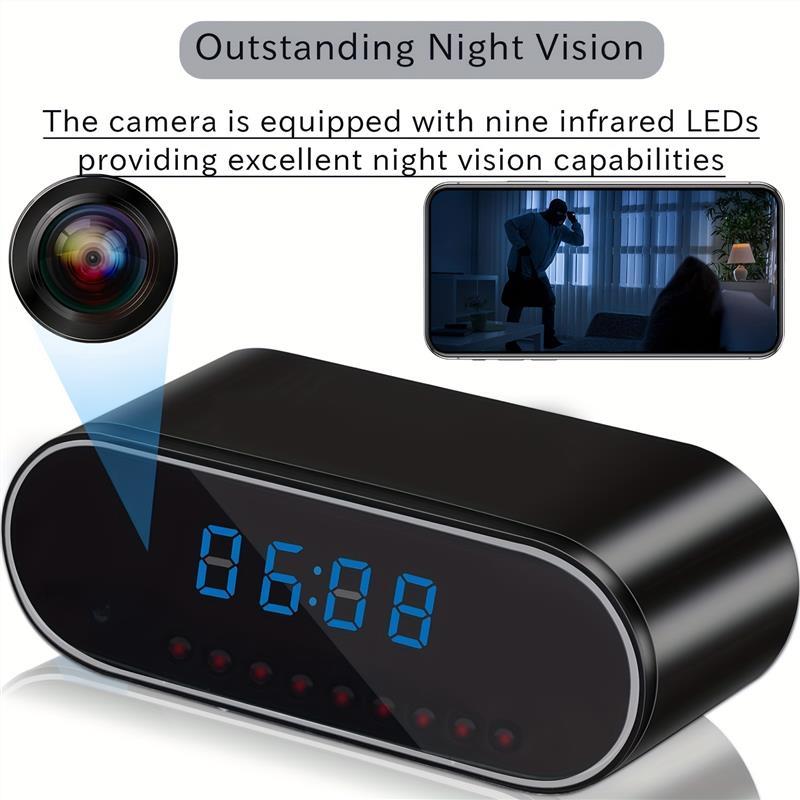 1Pcs WiFi HD Mini Camera With Clock, 2.4GHz WiFi 1080P Full HD Video Camera With Motion Detection Mode, Rechargeable Battery, Support App Wireless Remote Live View, Smart Security Camera With Night Vision,Indoor Family Warehouse Waterproof Installation