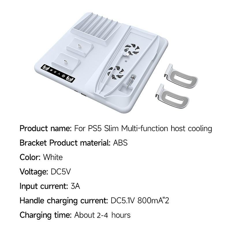 Multifunctional Cooling Station for PS5 with Dual Controller Charging Station, Gaming Console Charger with Whisper-quiet Fan, Dual Charging Ports, Console Accessories, Gaming Room Supplies, Stocking Fillers Gift