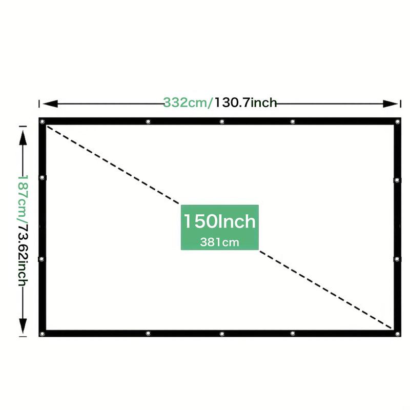 150 Inch Portable Projector Screen, Foldable Portable Anti-wrinkle Projector Screen, Double-sided Projector Screen For Home Theater, Gift, Party, Office