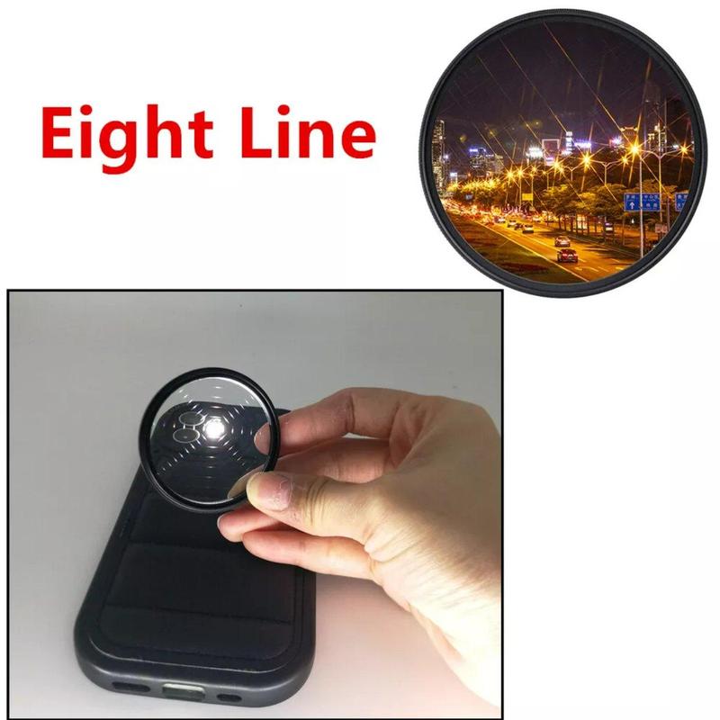 52mm 8 Line Star Filter Lens, Clip-on Polarizer Filter, Star Filter Lens for Smartphone, Mobile Phone Accessories