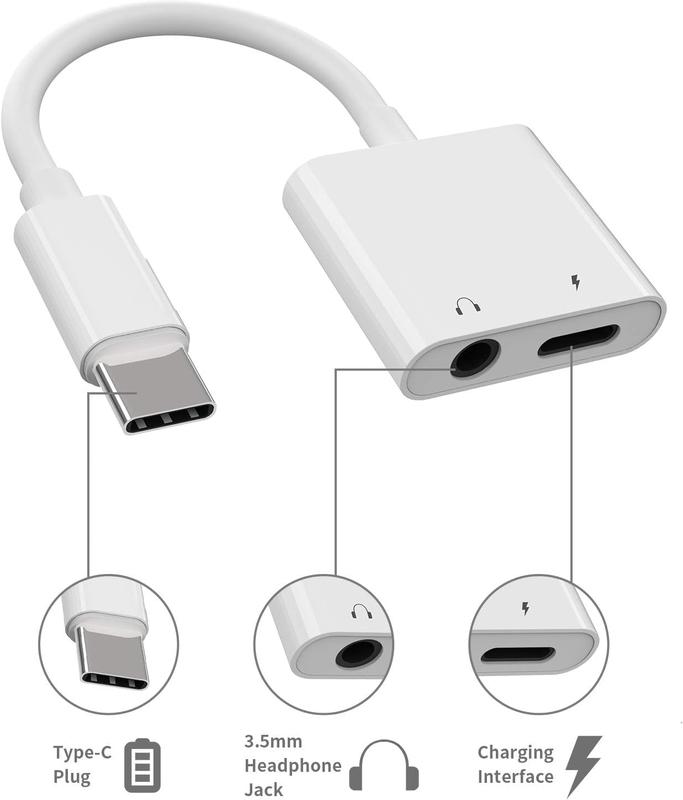 USB C to 3.5mm Headphone Splitter Adapter,2 in 1 Type C to Aux Audio Jack with Fast  Port Dongle for Headphone Earbud Compatible with  16 15  S23 Ultra Note 20 Pixel5 iPad Pro Air