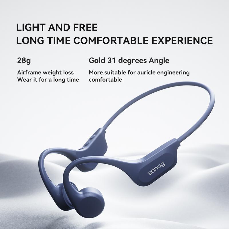 Sanag IPX8 Waterproof Swimming Headphones with built-in 64G memory,Bluetooth 6.0 Wireless Bone Conduction Open Audio Electronic Translation summary music phone Headset Earbud