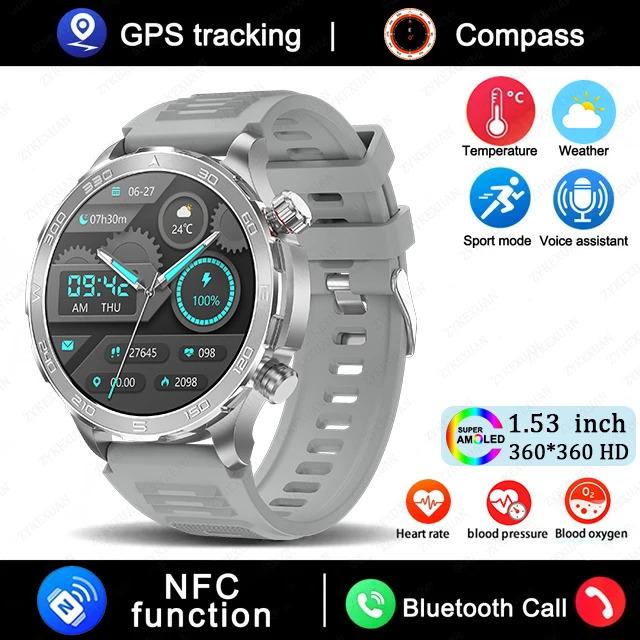 2024 New Bluetooth Call Smart Watch Men For Huawei AMOLED HD Large Screen Heart Rate NFC IP68 Waterproof GPS Sports Smart Watch