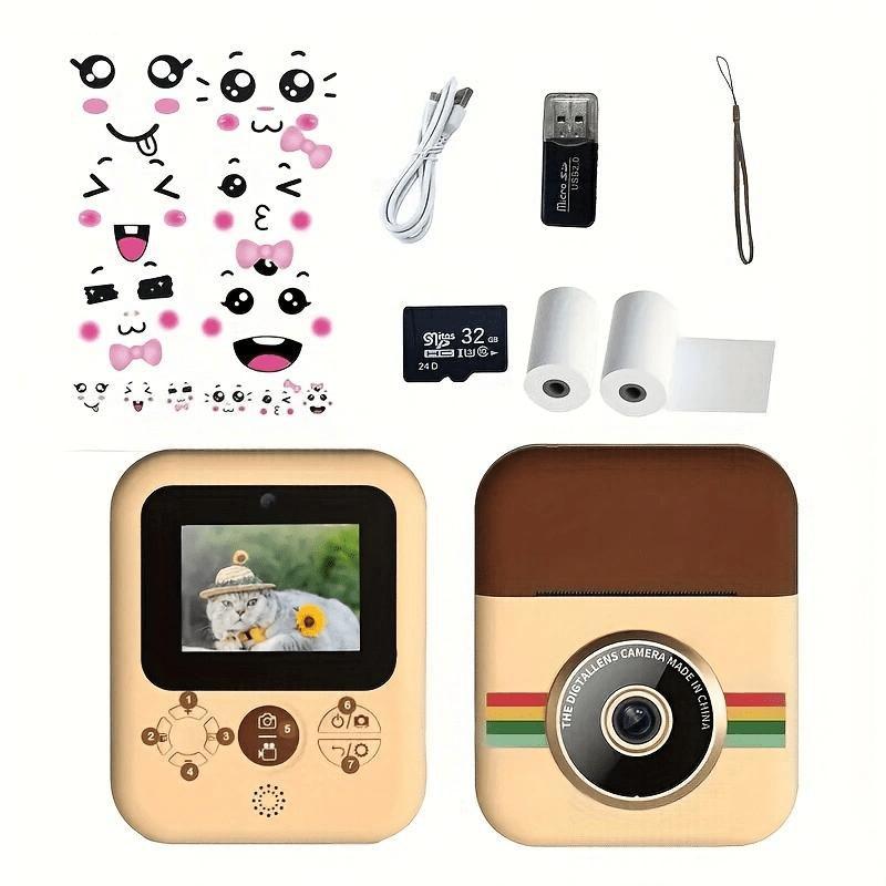 Instant Print camera for kids,creative Christmas and birthday gift for boys and girls ages 6 and up, One-Time Imaging.HD digital camera with thermal paper, educational children's toy camera, portable instant print camera,includes 32GB SD card Charging