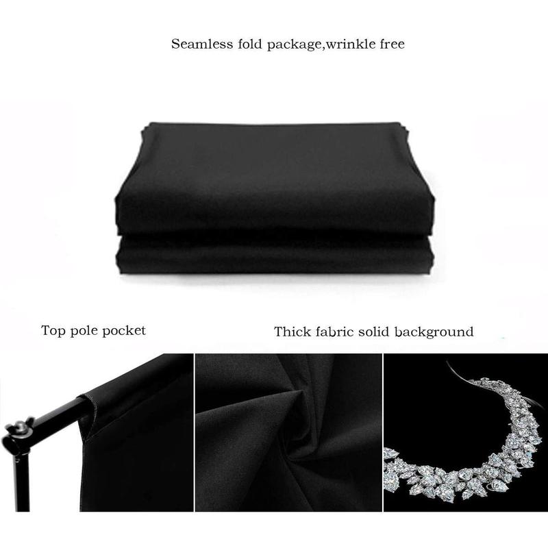 Background Solid Black Backdrop Muslin Portrait Background Screen for Photo Backdrop Video Photography Studio(5x7ft, Black) Accessories Camera