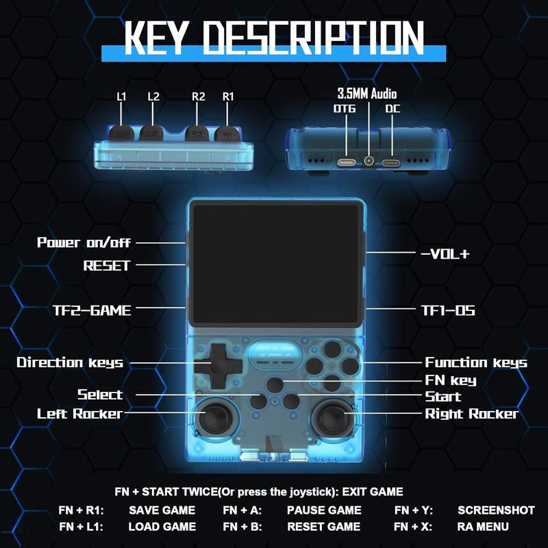 15000+ Games 1 Handheld console R36s 3.5-inch IPS Screen Mini Retro Console 3800mAh Portable Pocket Arcade