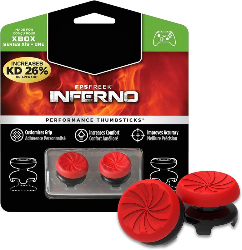 FPS Freek Inferno for Playstation 4 5 (PS5 4) Controller | Performance Thumbsticks | 2 High-Rise Concave | Red Rubber Console Accessories