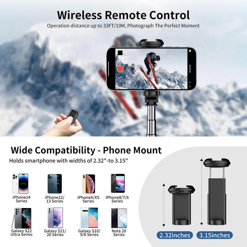 Phone Selfie Stick Tripod with Fill Light, 72 Inch Retractable Phone Tripod Stand with Wireless Remote Control for Video & Photography, Scalable Selfie Stick with Ring Light, Tripod for iPhone Cellphone Smartphone, Stocking Fillers Gift