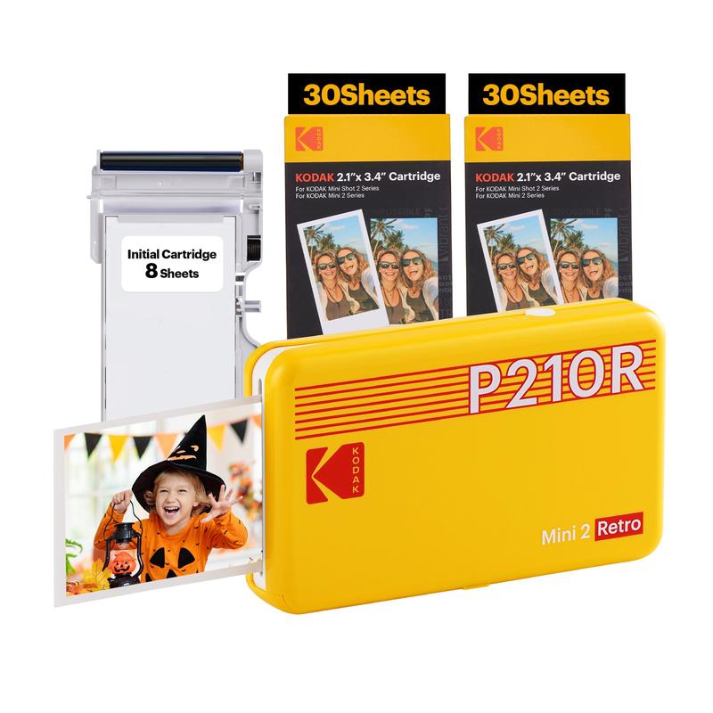 KODAK Mini 2 Retro 4PASS Portable Photo Printer (2.1x3.4 inches) + 68 Sheets Bundle