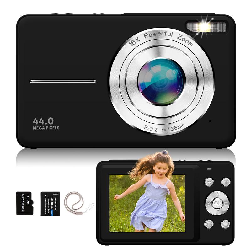 Portable Digital Camera, 1 Piece 1080P HD Mini Digital Camera Portable Digital Camera for Summer Shooting, Compact Small Camera, 32g Memory Card ,16x Zoom Digital Cameras, Ideal for Gift.