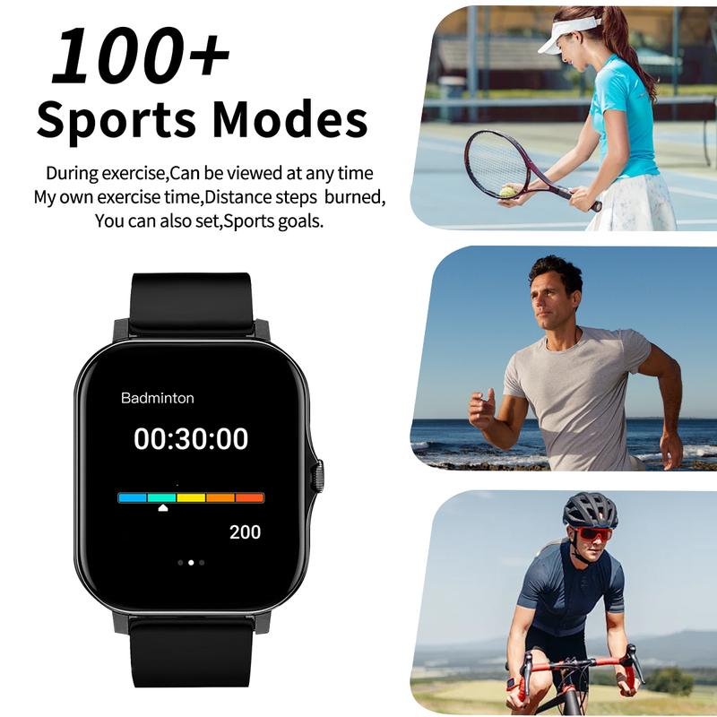 Smart Watch with Wireless Calling Dialing, Multiple Sport Modes, Call Alerts and Rejection, SMS Notifications, Various App Alerts, Suitable for Men and Women, Sports Accessory, Compatible with iPhone Android