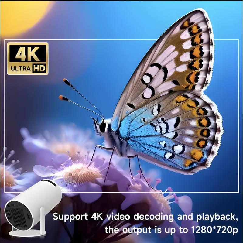 [Tech Paradise]Portable Smart Projector HY300 With 5G WiFi Bluetooth,Android TV 11.0 Projector 4K Supported,Multifunctional Projector for Home Cinema,Outdoor