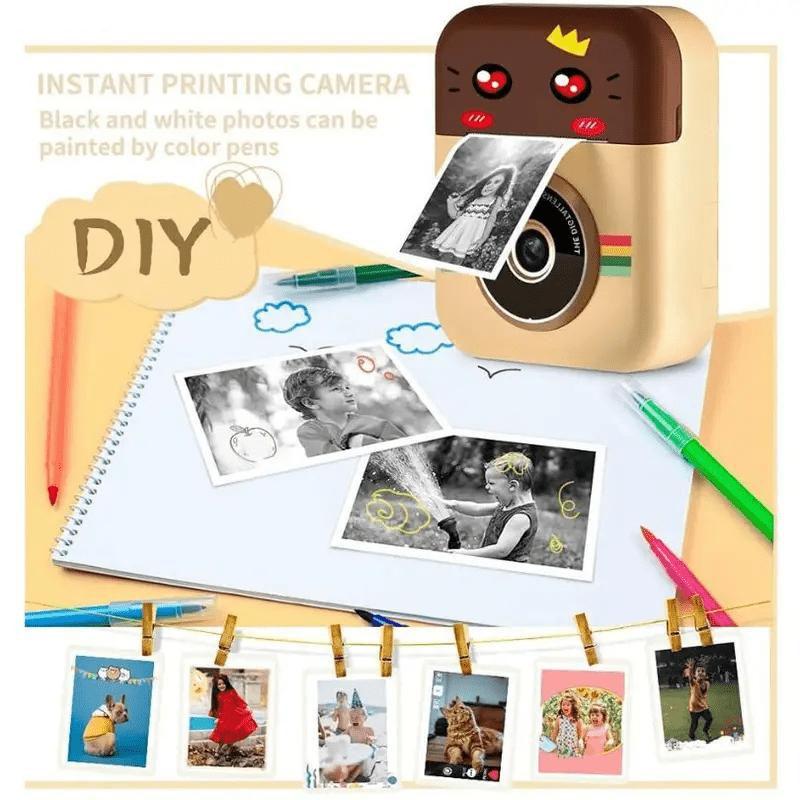 Instant Print camera for kids,creative Christmas and birthday gift for boys and girls ages 6 and up, One-Time Imaging.HD digital camera with thermal paper, educational children's toy camera, portable instant print camera,includes 32GB SD card Charging