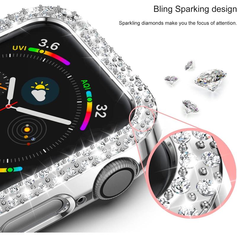 Apple Watch Series 9 8 7 41mm Bumper Bling Case, 12-Pack Women Glitter Diamond Rhinestone Protector Frame for iPhone Watch iWatch Accessories