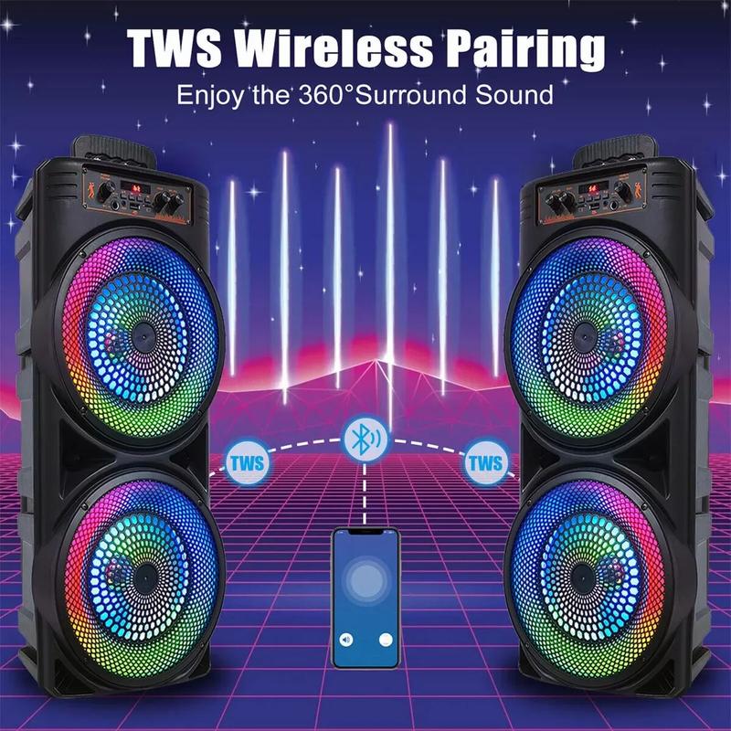 Bluetooth Speakers Big Powerful Wireless TWS Loud Portable Speaker LED Lights