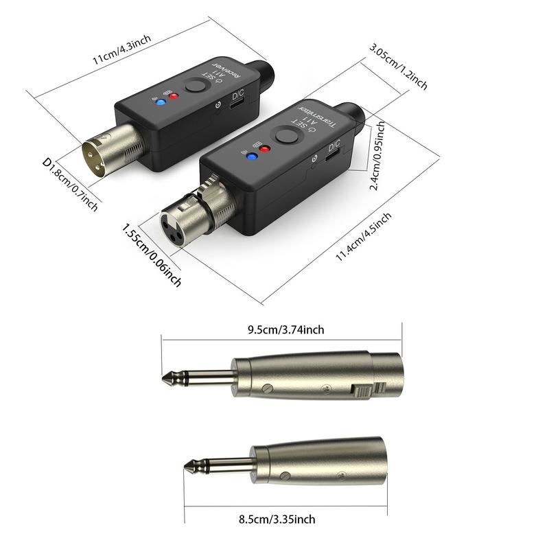 Wireless Microphone Transmitter Receiver, 1 Set 2.4GHz Wireless Microphone System, Rechargeable Wireless Mic Adapter for Audio Mixer Dynamic Mic Condenser Mic