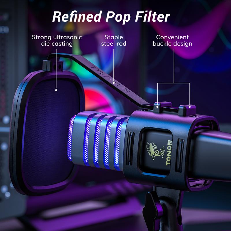 TONOR TC30S RGB USB Microphone, Cardioid Condenser Computer PC Mic with Tripod Stand, Pop Filter, Shock Mount for Gaming, Streaming, Podcasting, YouTube, Twitch, Compatible with Laptop Desktop