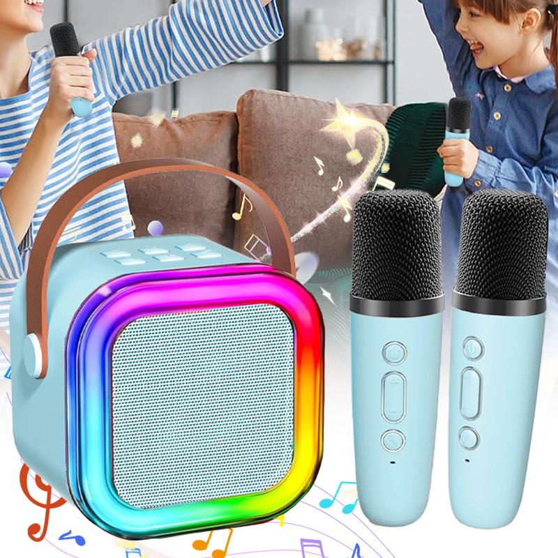 Portable Wireless Karaoke Speaker with Microphone,Stereo Sound Subwoofers, KTV Speaker Subwoofer with RGB Colorful LED Lights, Karaoke Machine Sound System for Outdoor Sports Travel, Audio Device, Back to School Gifts