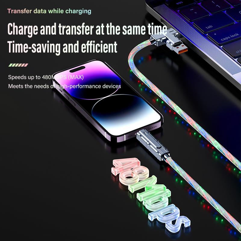 4-in-1 Star light quick Charging Cable, PD 100W+27W Data Sync USB+TYPEC+Lightning for iPhone,Samsung Galaxy, Android, iPad Pro,Table PC fast charge