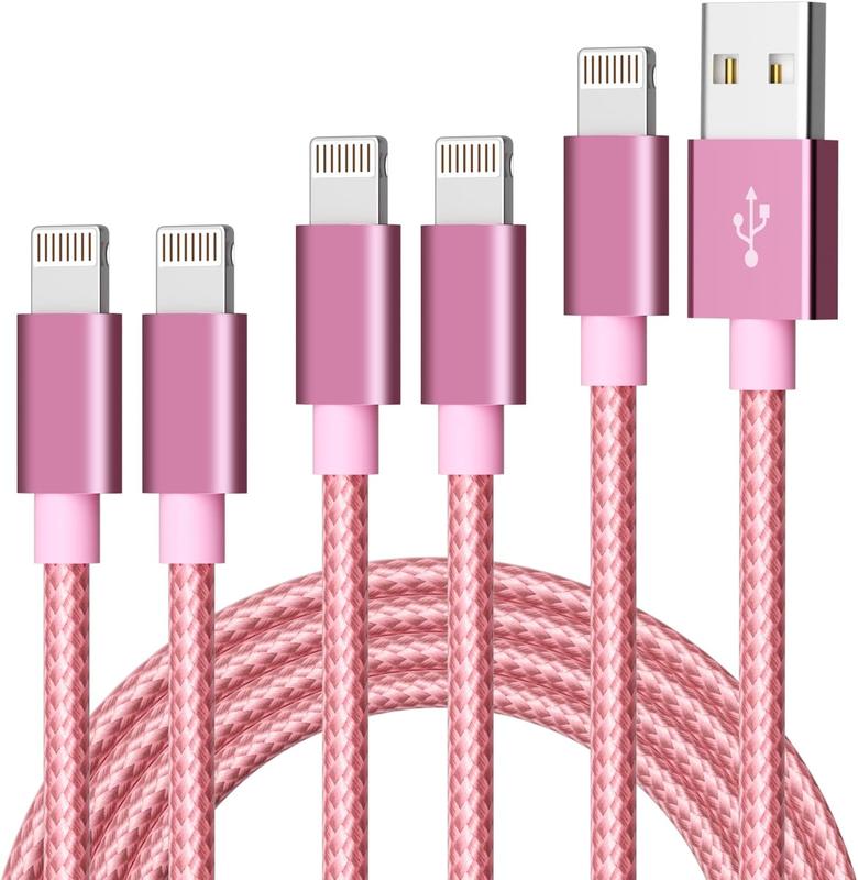 [MFi Certified] 5Pack(3 3 6 6 10FT)  Charger USB   Nylon Braided Fast  Cord Compatible iPhone14 iPad iPod All iPhones