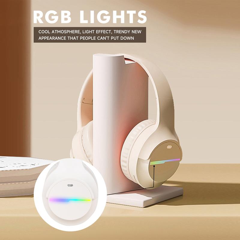 Bluetooth Headphones Colorful Lights Wireless Kids Headphones, 85H Playtime,Over Ear Headphones Built-in Mic for iPad Tablet Airplane