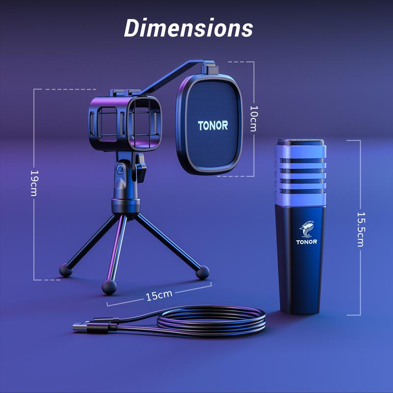 TONOR TC30S RGB USB Microphone, Cardioid Condenser Computer PC Mic with Tripod Stand, Pop Filter, Shock Mount for Gaming, Streaming, Podcasting, YouTube, Twitch, Compatible with Laptop Desktop