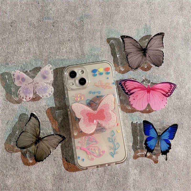 Butterfly Design Phone Holder, 1 Count 360° Rotatable Phone Stand with Handle, Phone Accessories for iPhone & Android Smartphone