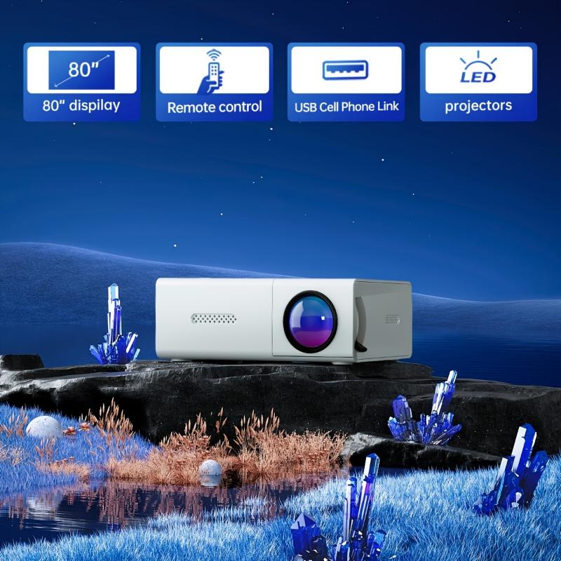 Mini Projector - High-Definition, Portable, Compatible with HDTV, USB, SD, and Holder, Perfect for Home Cinemas, Outdoor Camping, and Holiday Gifts