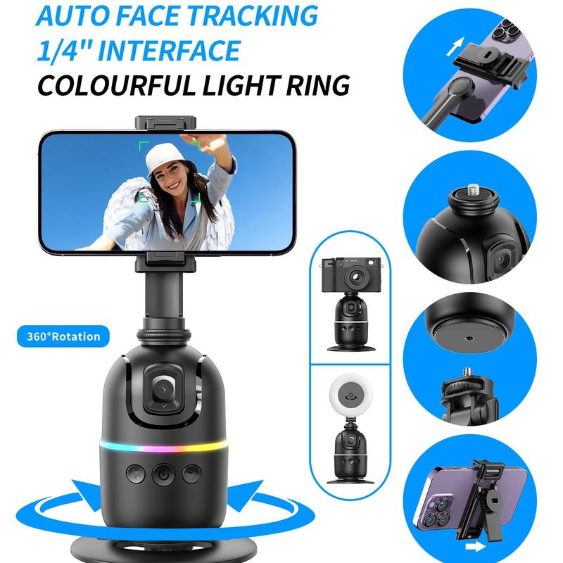 360° Rotatable Selfie Stick with Smart Stabilizer & Fill Light, Mobile Desktop Live Streaming Lighting Bracket, Phone Accessories for Home & Office Use, Stocking Fillers Gift