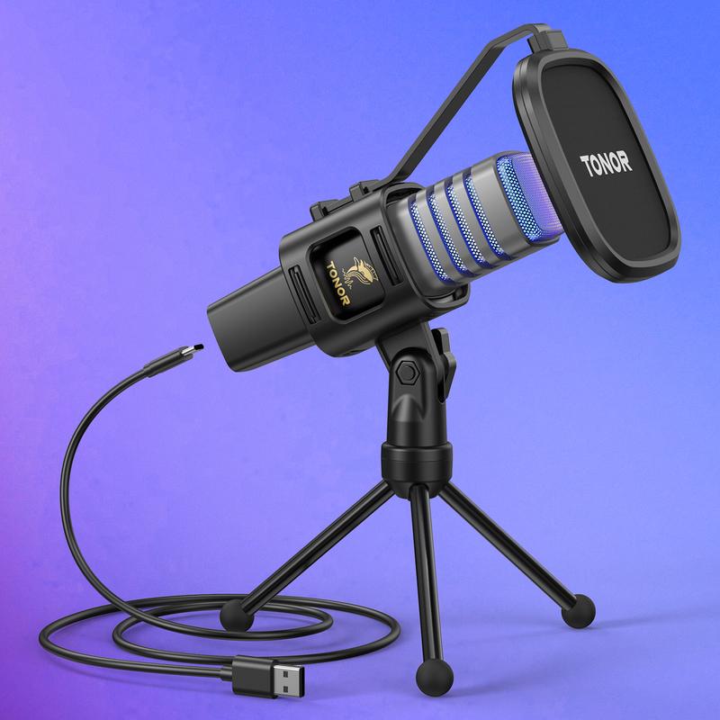 TONOR TC30S RGB USB Microphone, Cardioid Condenser Computer PC Mic with Tripod Stand, Pop Filter, Shock Mount for Gaming, Streaming, Podcasting, YouTube, Twitch, Compatible with Laptop Desktop