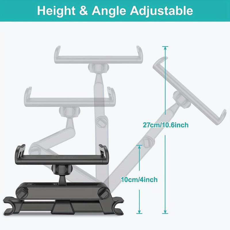 Universal Car Tablet Holder, Height & Angle Adjustable Car Seat Back Storage Holder for Tablet & Phone, Car Seat Headrest Tablet Stand, Compatible with 4.7