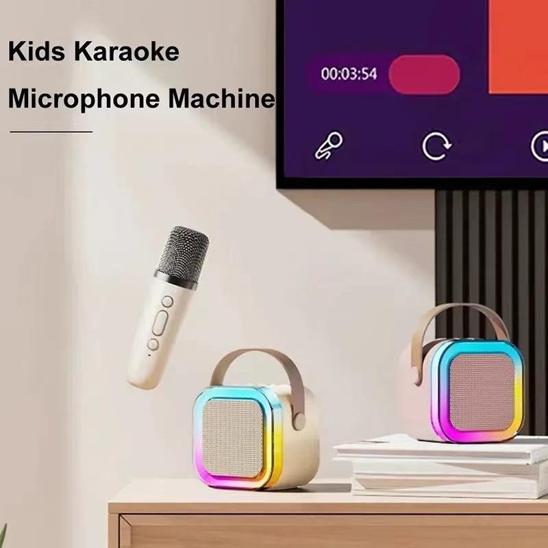 Portable Wireless Karaoke Speaker with Microphone,Stereo Sound Subwoofers, KTV Speaker Subwoofer with RGB Colorful LED Lights, Karaoke Machine Sound System for Outdoor Sports Travel, Audio Device, Back to School Gifts