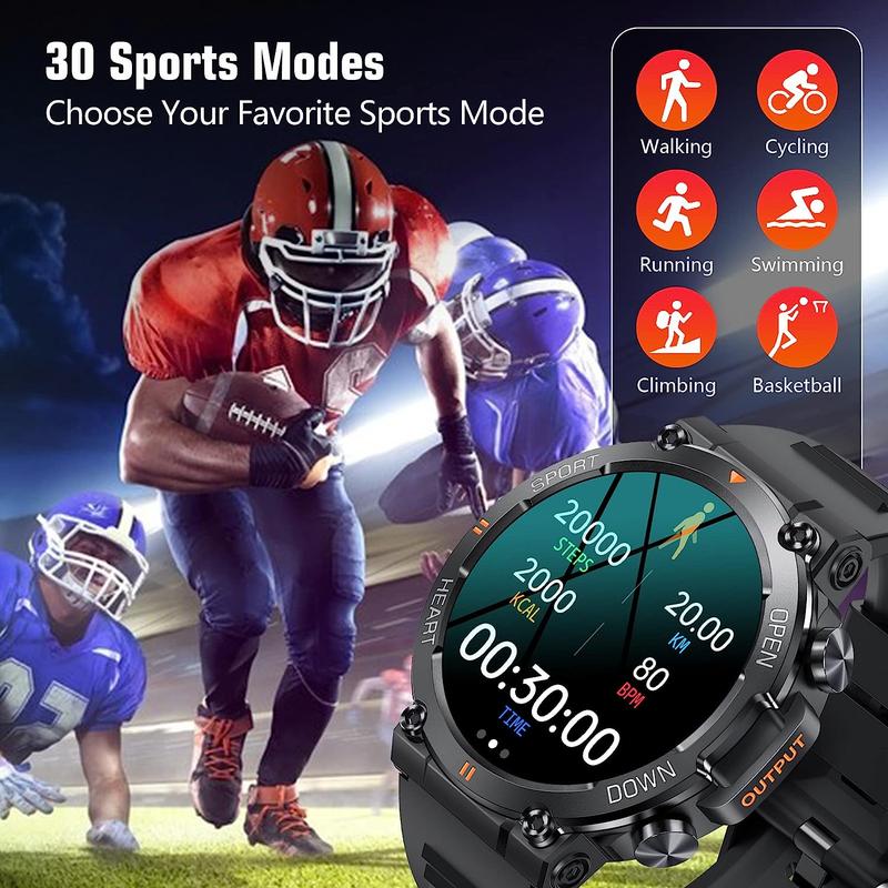 Men's Call Smart Watch, 1 Count BT Sports Fitness Tracker, Round Screen Smartwatch with Heart Monitor, IP67 Waterproof Sports Watch with Sleep Monitoring, Stocking Fillers Gift, Men's Tech Gadgets 2024