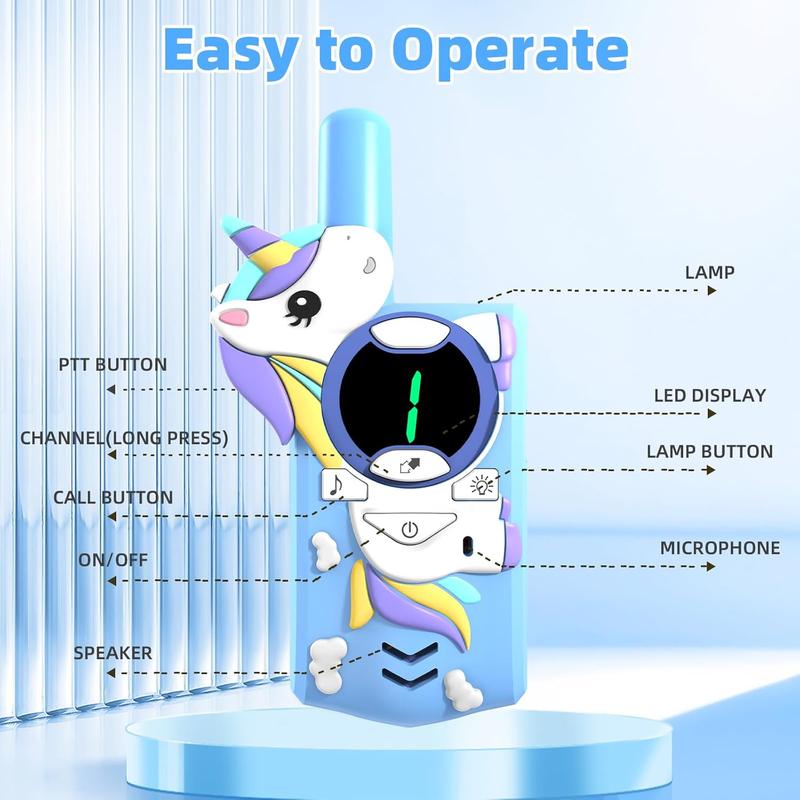 Unicorn Walkie Talkies for Kids,Toys Gifts for 3 4 5 6 7 8 9 Year Old Boys Girls,3 Channels 2 Way Radio Toy, 2 Miles Range for Outside, Camping, Hiking (Blue)… Transform RC