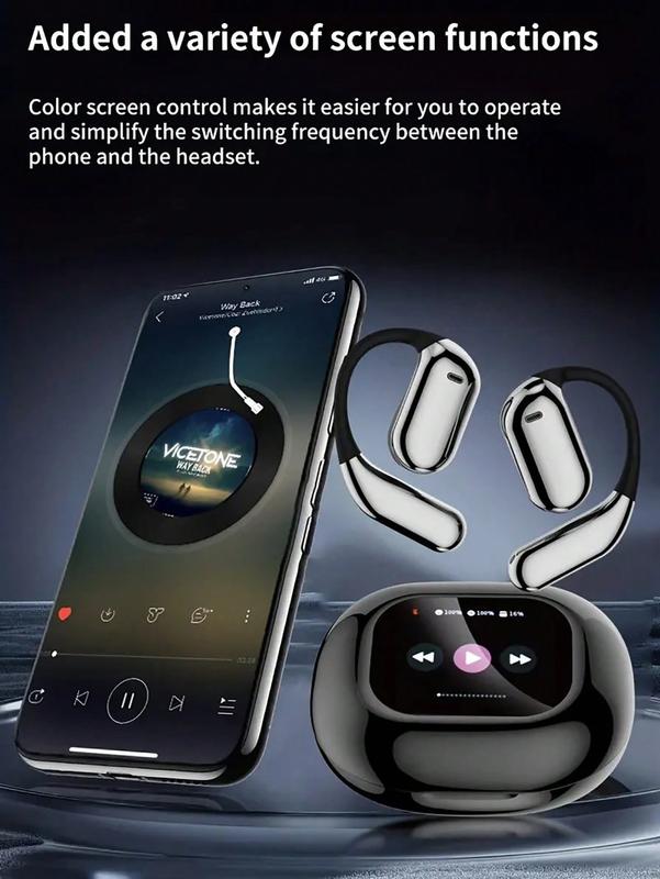 Touch Screen Earbuds,Over The Ear Earbuds,Intelligent Touch Screen Open Bluetooth Earphones,Q16Pro Touch Screen Display Earbuds,True Wireless Open Ear Earbuds Bluetooth 5.4,Noise Reduction